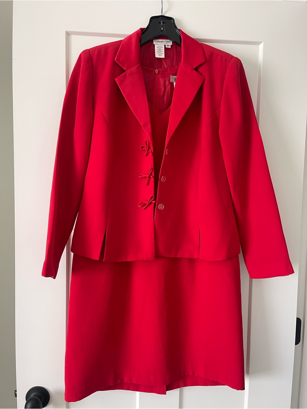 Coldwater Creek Bright Red Women's 2-piece business wear. Dress and blazer.